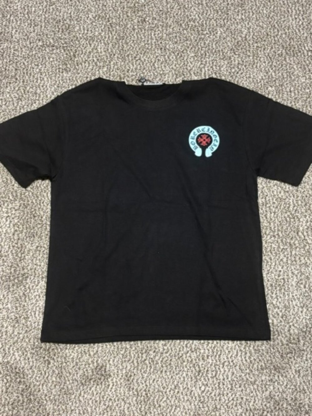 Chrome Hearts Black Multicolor Horseshoe Cross Graphic T-Shirt